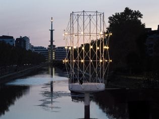 Bouroullec brothers’ ephemeral pavilion above Rennes river